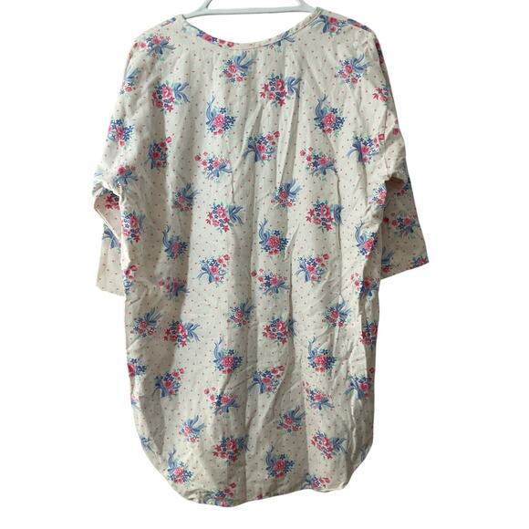 Vintage Anne Stuart Flannel Night Shirt Large White Multi Granny Core - Picture 2 of 6
